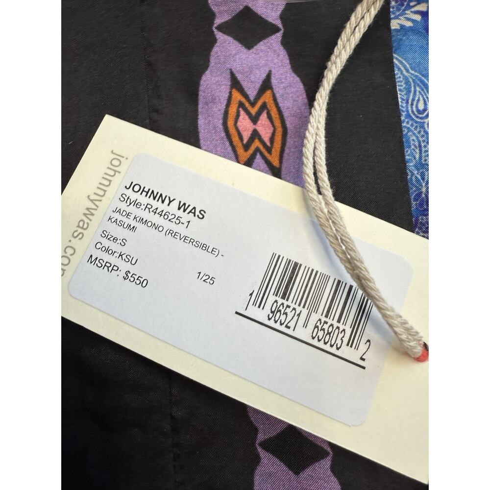 Johnny Was Jade Kimono Silk Jacket Kasumi Black Multicolor Reversible Sz S $550 - Picture 11 of 12
